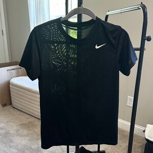 Nike Black Short Sleeve Performance Tee with White Swoosh